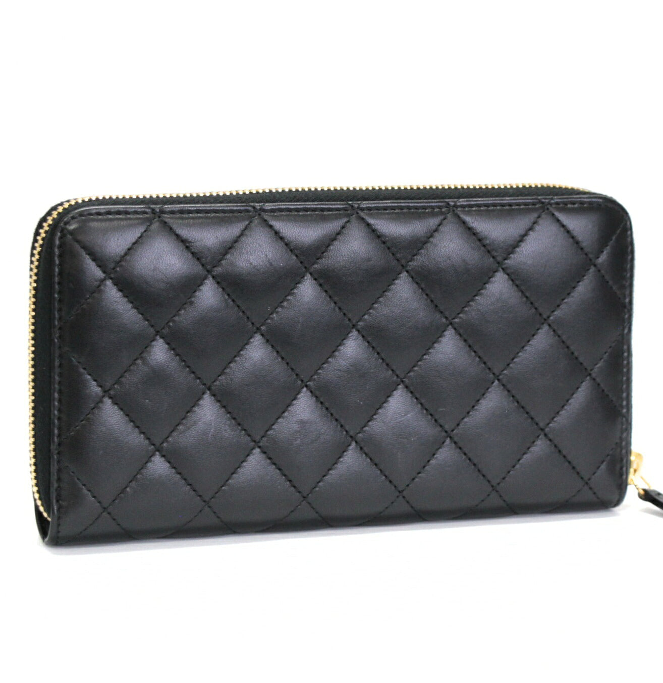 CHANEL Matelasse Lambskin Round Long Wallet Size ONE SIZE