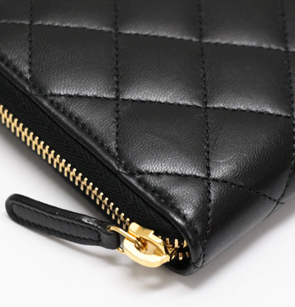 CHANEL Matelasse Lambskin Round Long Wallet Size ONE SIZE