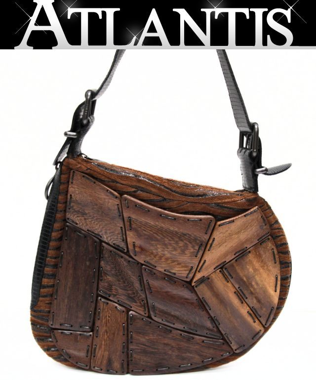 FENDI Wood Panel Oyster Zebra Hobo Bag Brown Size ONE SIZE