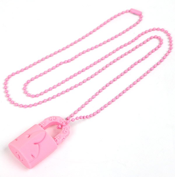 CHROME HEARTS Flare Knee Padlock Necklace Pink Size ONE SIZE