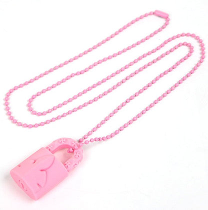 CHROME HEARTS Flare Knee Padlock Necklace Pink Size ONE SIZE
