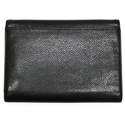 CHANEL Coco Mark Caviar Skin Wallet Black Size ONE SIZE
