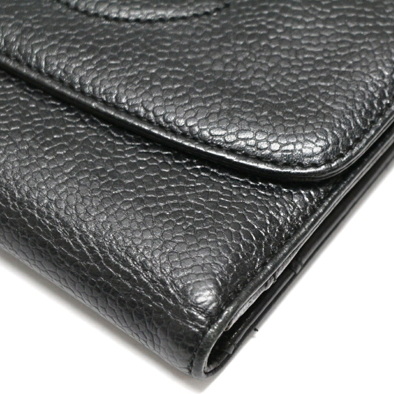CHANEL Coco Mark Caviar Skin Wallet Black Size ONE SIZE