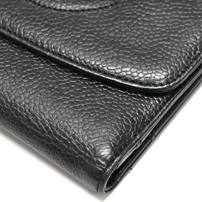 CHANEL Coco Mark Caviar Skin Wallet Black Size ONE SIZE