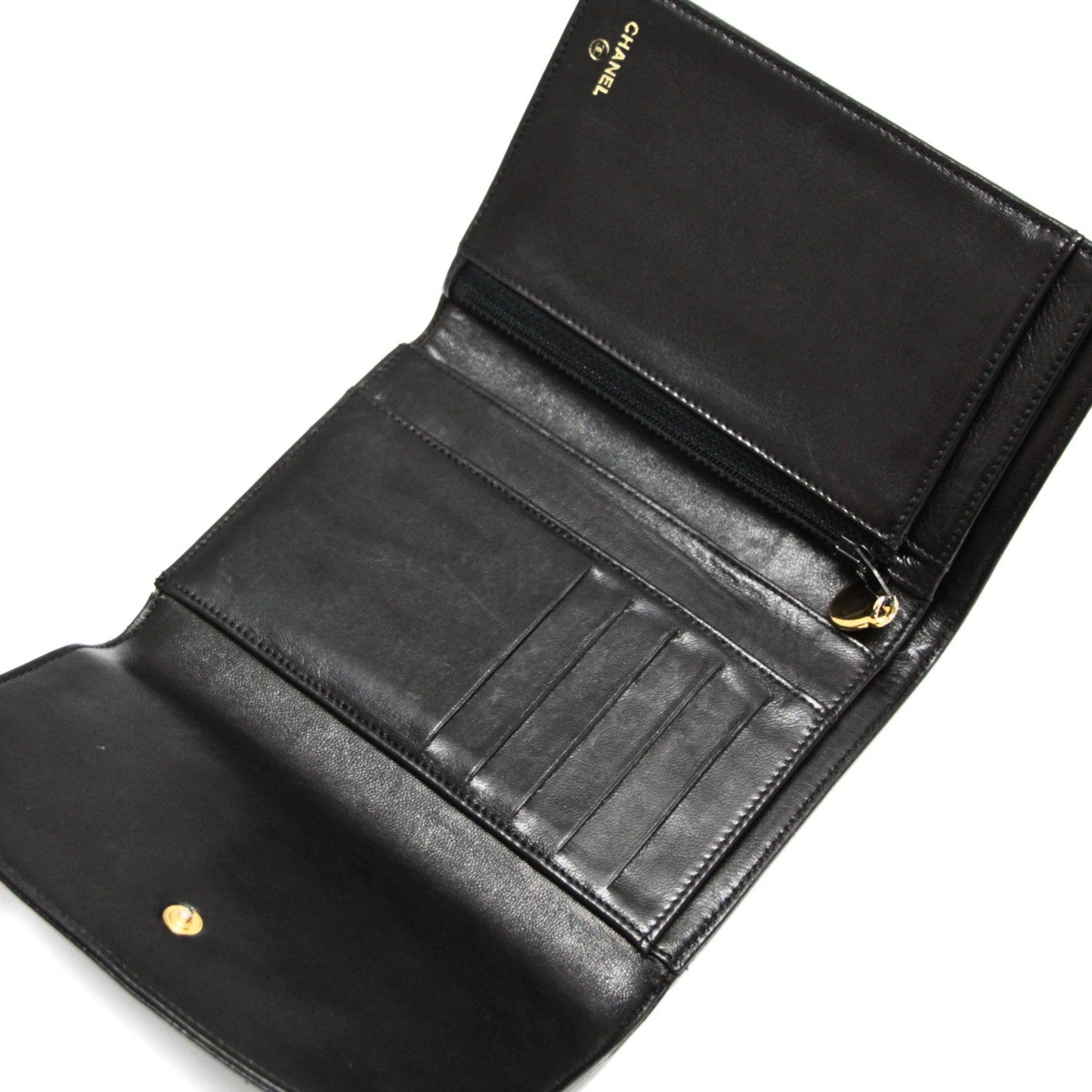 CHANEL Coco Mark Caviar Skin Wallet Black Size ONE SIZE