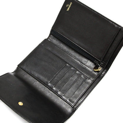 CHANEL Coco Mark Caviar Skin Wallet Black Size ONE SIZE