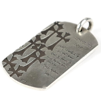 CHROME HEARTS Large Dog Tag Pendant Silver 925 Size ONE SIZE