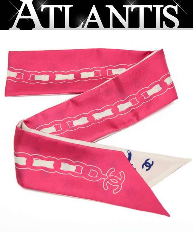 CHANEL Twilly 100% Silk Scarf Pink Size ONE SIZE