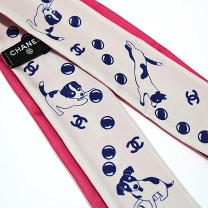 CHANEL Twilly 100% Silk Scarf Pink Size ONE SIZE