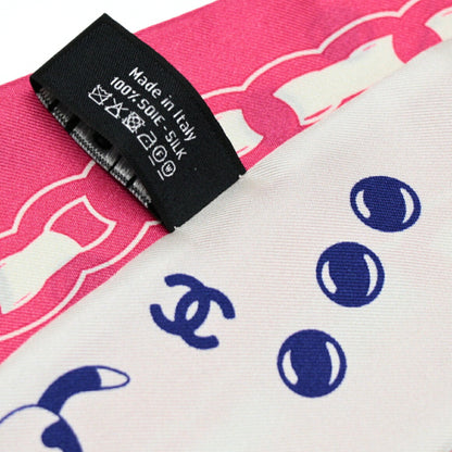 CHANEL Twilly 100% Silk Scarf Pink Size ONE SIZE