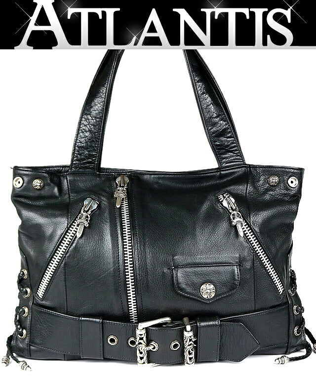 CHROME HEARTS JJDEAN Leather Handbag Black Size ONE SIZE