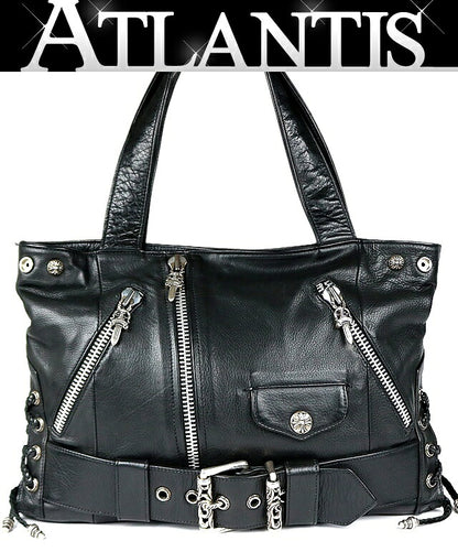 CHROME HEARTS JJDEAN Leather Handbag Black Size ONE SIZE