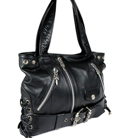 CHROME HEARTS JJDEAN Leather Handbag Black Size ONE SIZE