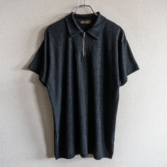 Y's for Men Ribbed Half-Zip Polo Shirt Gray Size L