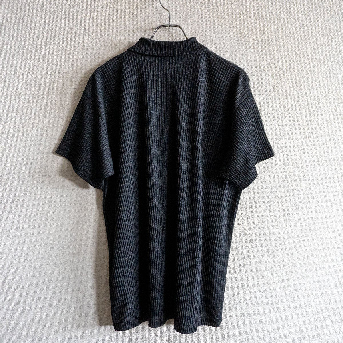 Y's for Men Ribbed Half-Zip Polo Shirt Gray Size L