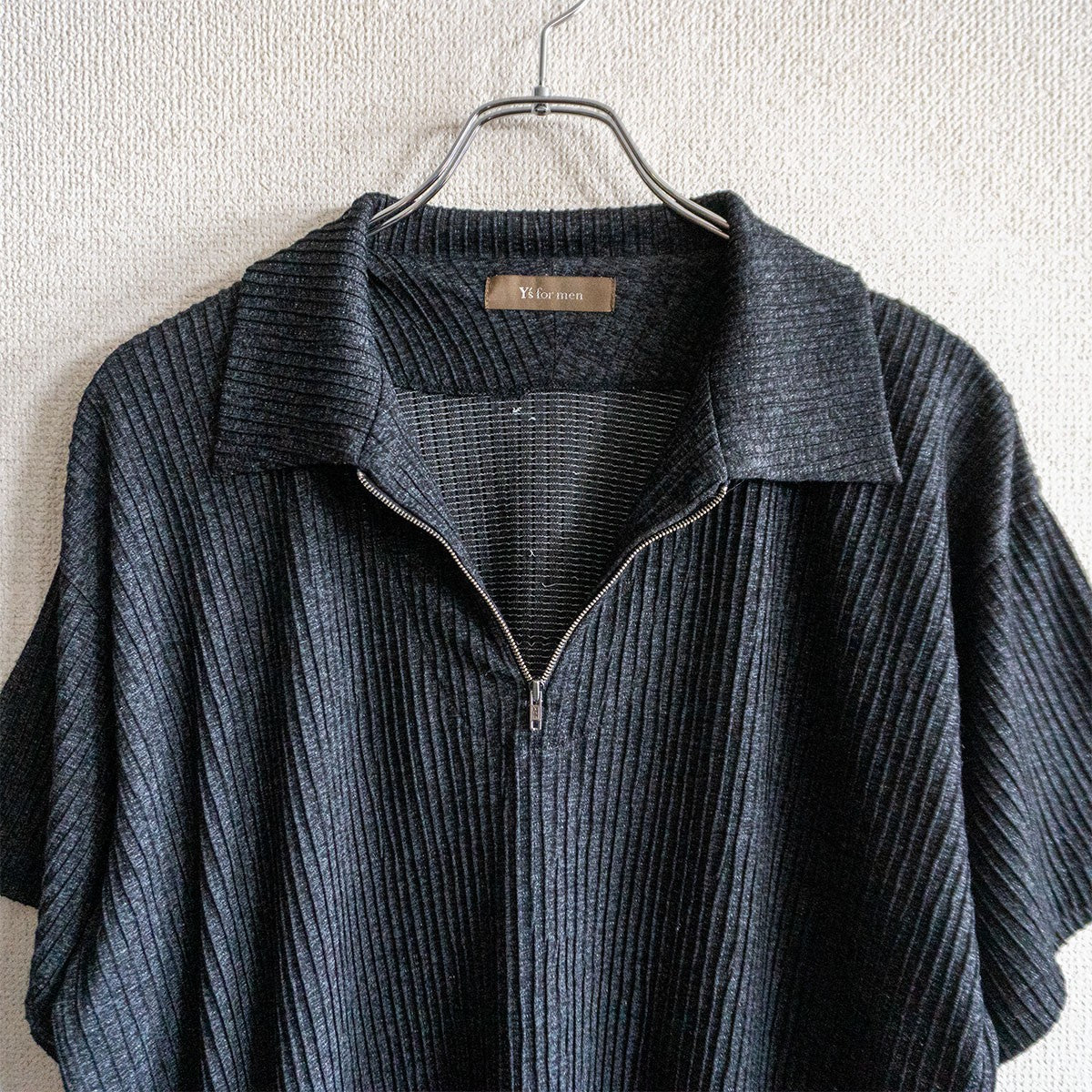 Y's for Men Ribbed Half-Zip Polo Shirt Gray Size L