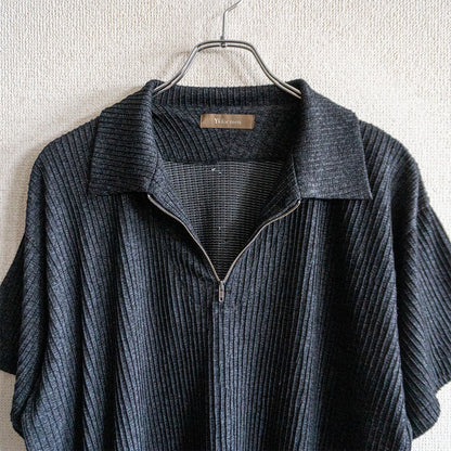 Y's for Men Ribbed Half-Zip Polo Shirt Gray Size L