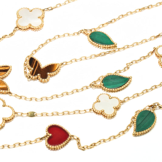 NON-BRAND K18YG Multi-Gemstone Necklace Size ONE SIZE