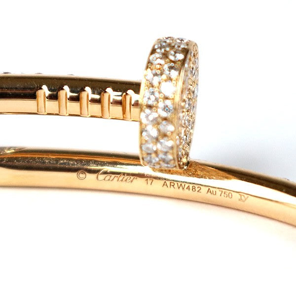 Cartier Juste un Clou Diamond Bracelet Pink Gold Size 17
