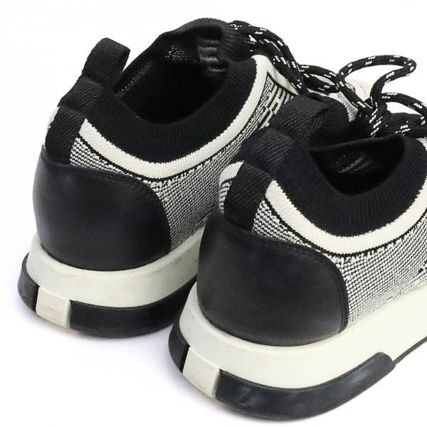 HERMES Addict Knit Sneakers White Black Size 37