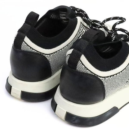 HERMES Addict Knit Sneakers White Black Size 37