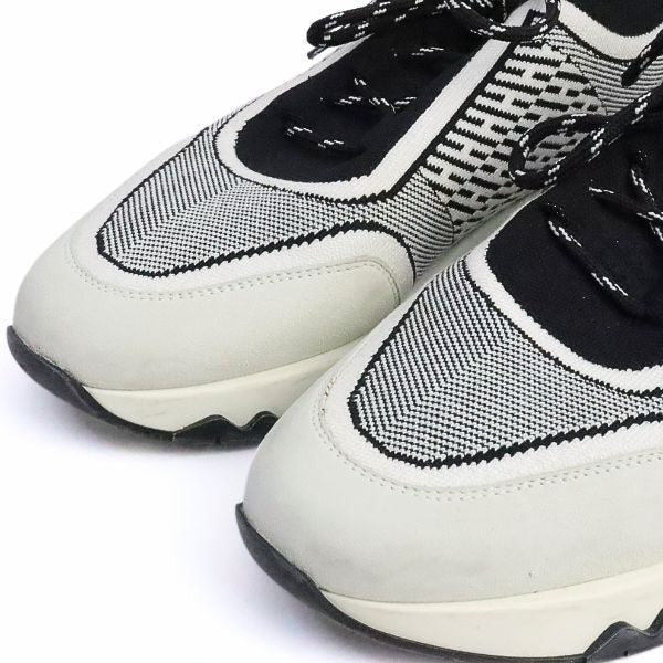 HERMES Addict Knit Sneakers White Black Size 37