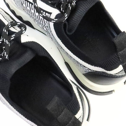 HERMES Addict Knit Sneakers White Black Size 37