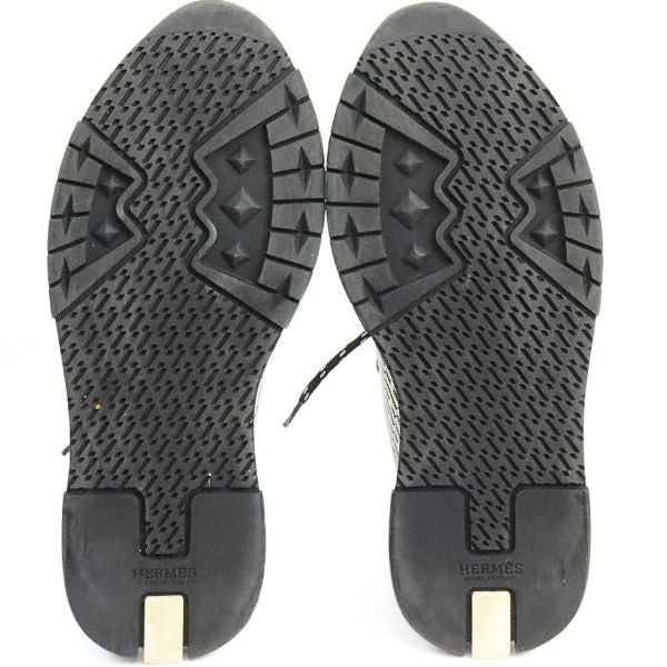 HERMES Addict Knit Sneakers White Black Size 37