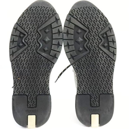 HERMES Addict Knit Sneakers White Black Size 37