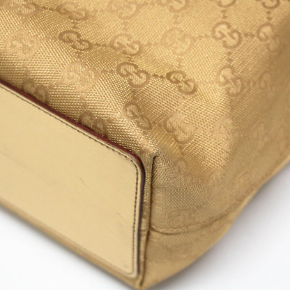 GUCCI GG Canvas Leather Bucket Tote Bag Gold Size ONE SIZE