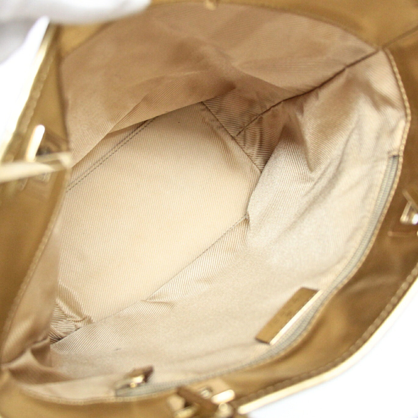 GUCCI GG Canvas Leather Bucket Tote Bag Gold Size ONE SIZE