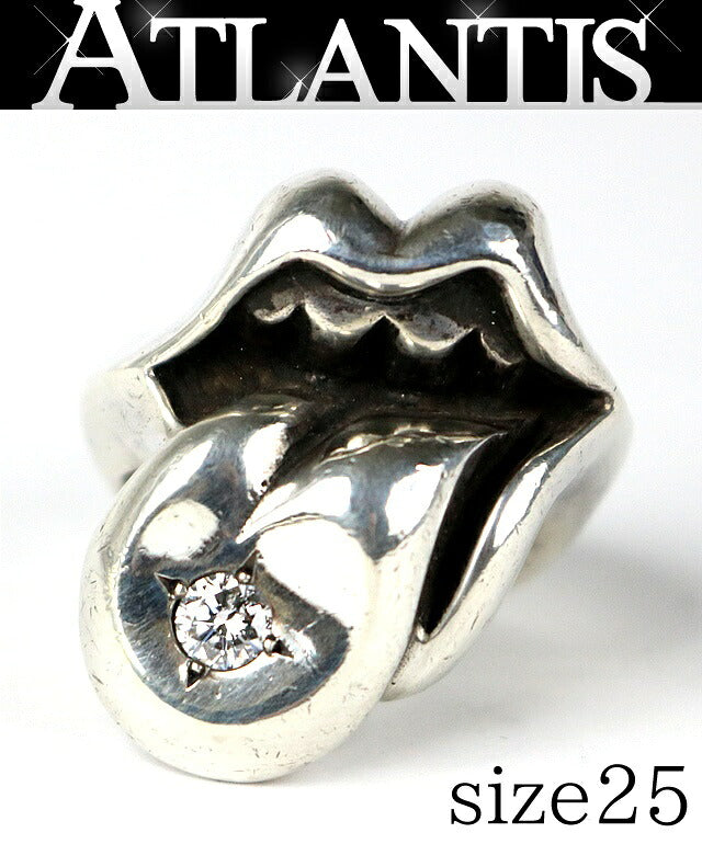 CHROME HEARTS Large Lip & 1-Diamond Ring Size ONE SIZE