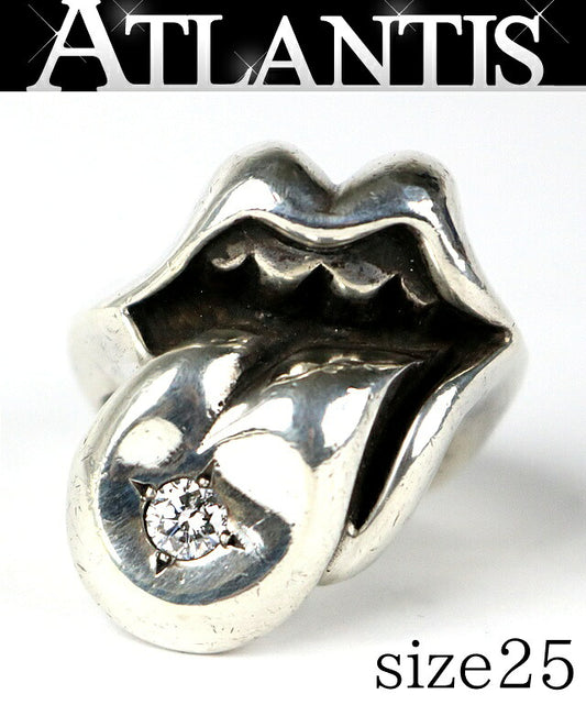 CHROME HEARTS Large Lip & 1-Diamond Ring Size US 11.5