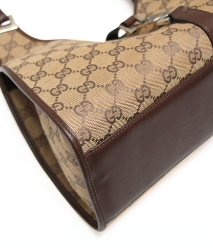 GUCCI Jackie Canvas Leather Beige Brown Handbag Size ONE SIZE