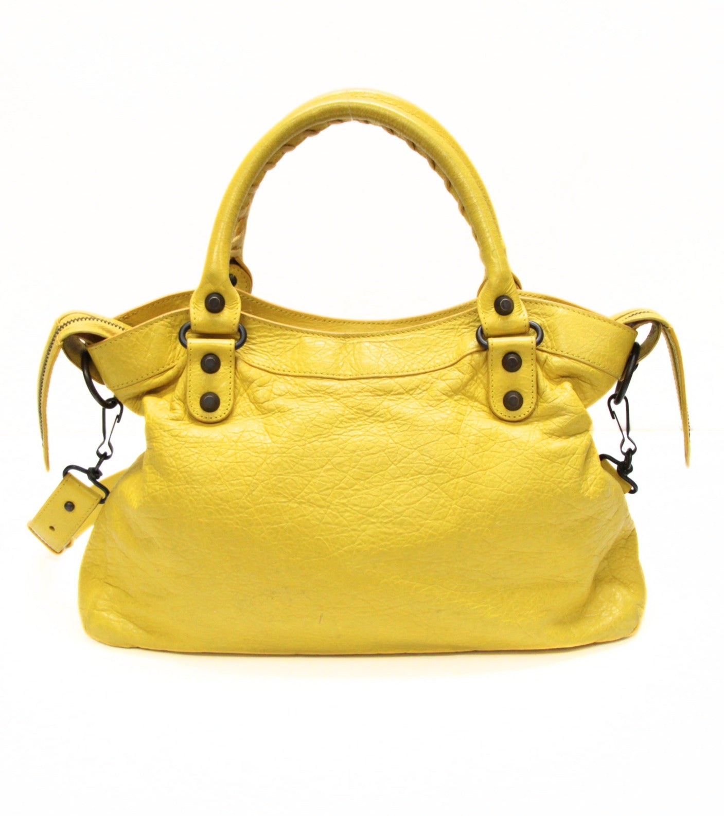 BALENCIAGA The Town 2-Way Leather Bag Yellow Size ONE SIZE