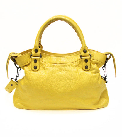 BALENCIAGA The Town 2-Way Leather Bag Yellow Size ONE SIZE