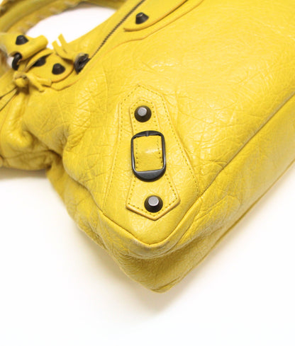 BALENCIAGA The Town 2-Way Leather Bag Yellow Size ONE SIZE