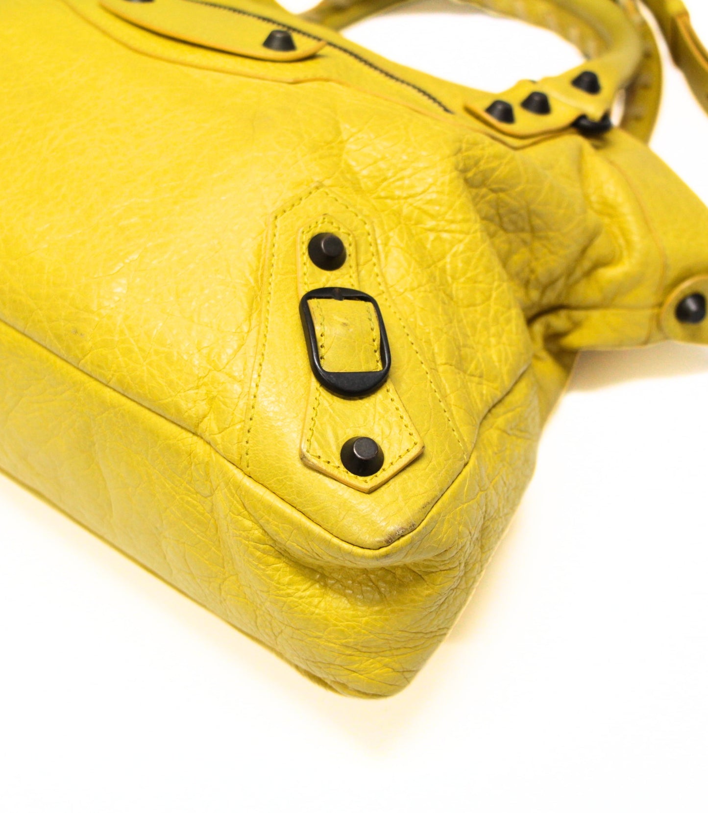BALENCIAGA The Town 2-Way Leather Bag Yellow Size ONE SIZE