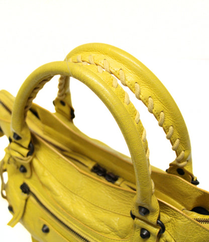 BALENCIAGA The Town 2-Way Leather Bag Yellow Size ONE SIZE