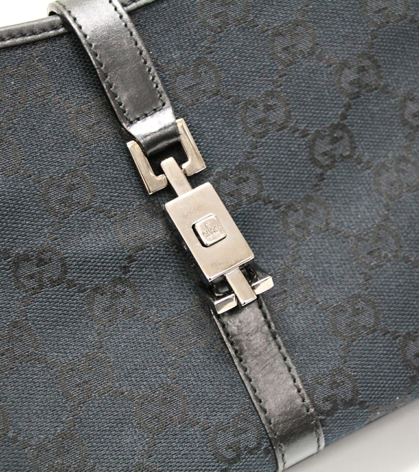 GUCCI Jackie Small GG Canvas Leather Handbag Size ONE SIZE