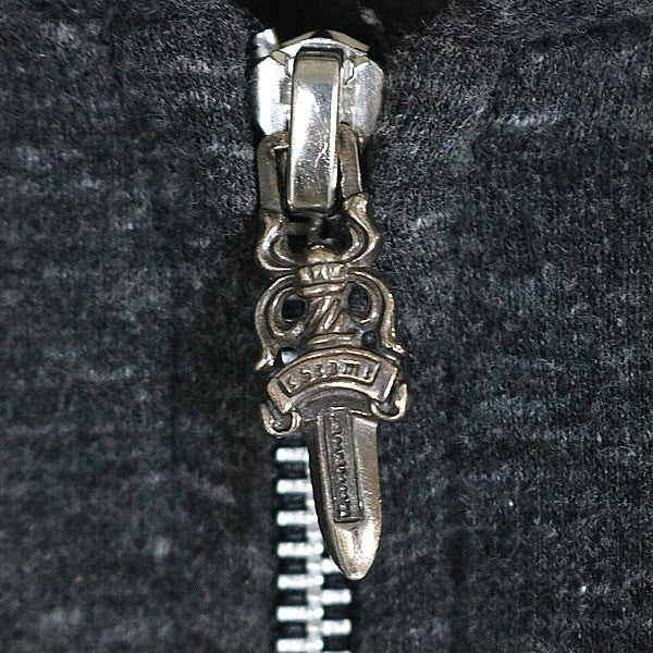 CHROME HEARTS Old BS Fleur Zip Hoodie Gray Size M