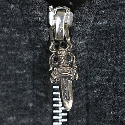 CHROME HEARTS Old BS Fleur Zip Hoodie Gray Size M