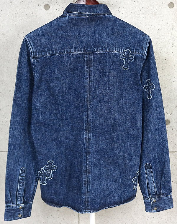 CHROME HEARTS Loose Ends Cross Patch Denim Jacket Size L