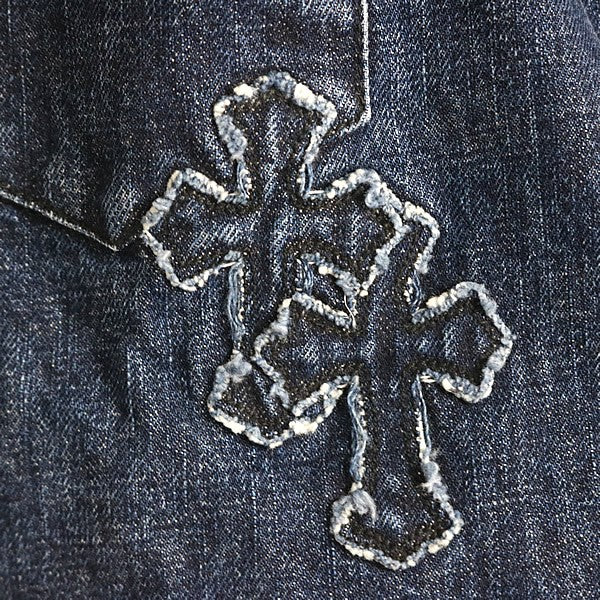 CHROME HEARTS Loose Ends Cross Patch Denim Jacket Size L