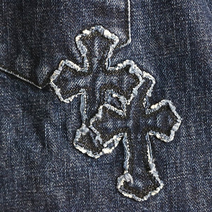 CHROME HEARTS Loose Ends Cross Patch Denim Jacket Size L