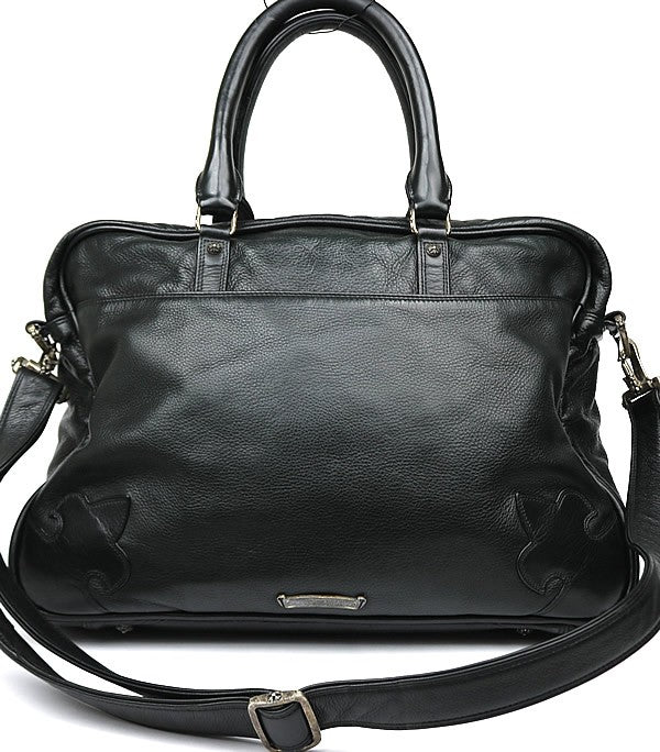 CHROME HEARTS Fleur Knee 2-Way Leather Briefcase Black