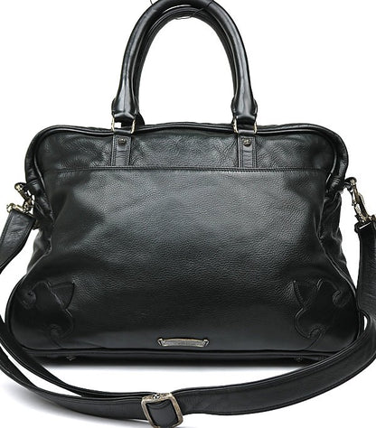 CHROME HEARTS Fleur Knee 2-Way Leather Briefcase Black