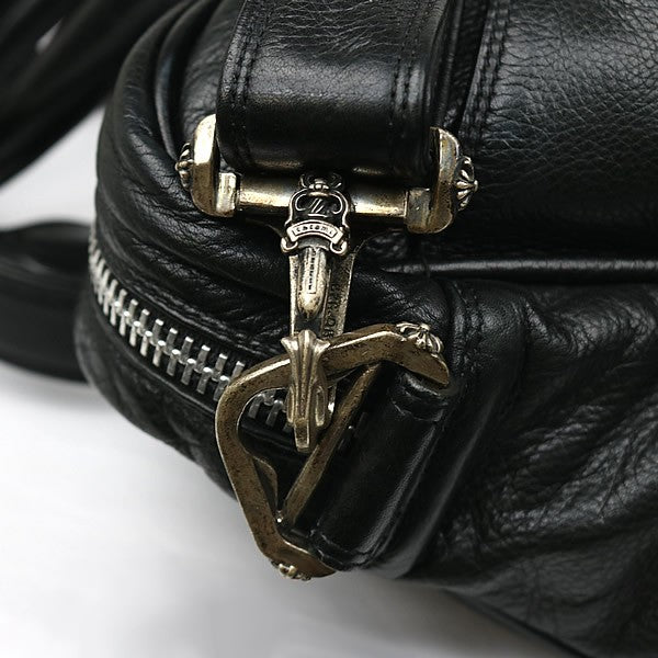 CHROME HEARTS Fleur Knee 2-Way Leather Briefcase Black