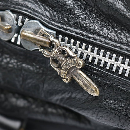 CHROME HEARTS Fleur Knee 2-Way Leather Briefcase Black