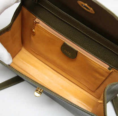 GUCCI Vintage Turn-lock Leather Shoulder Bag Size ONE SIZE